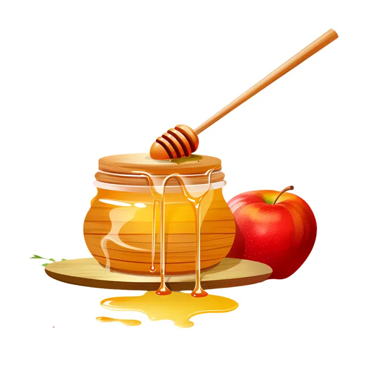 Honey Jar with Apple and Honey Dripping