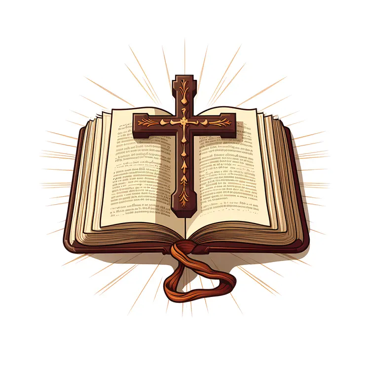 Bible with Glowing Cross