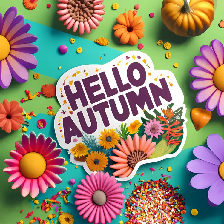 Hello Autumn with Autumnal Flowers
