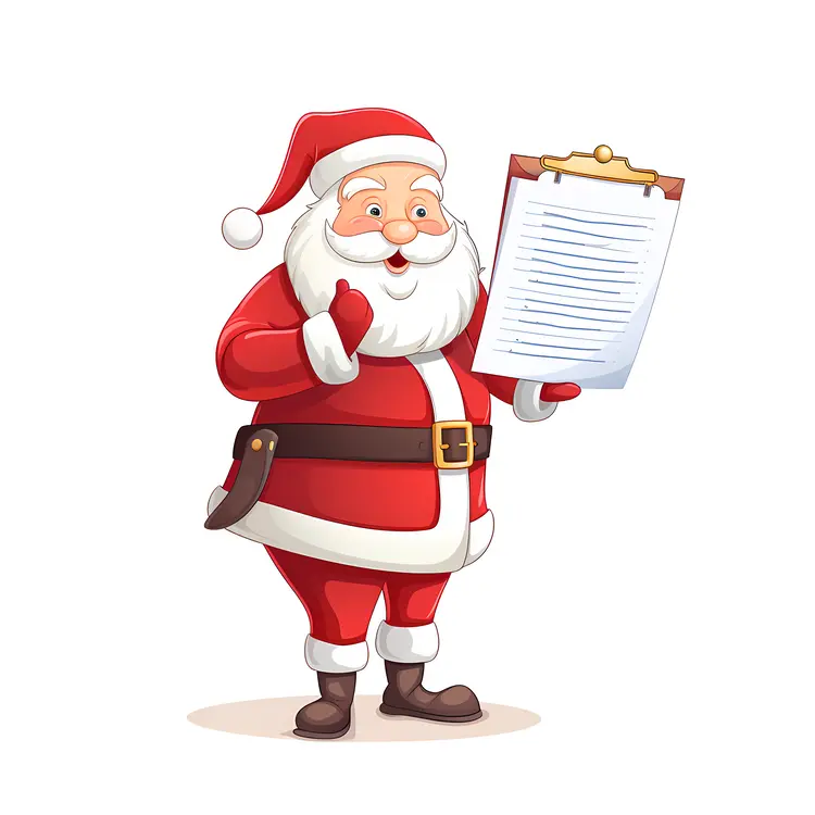Santa Claus with a List and Thumbs Up