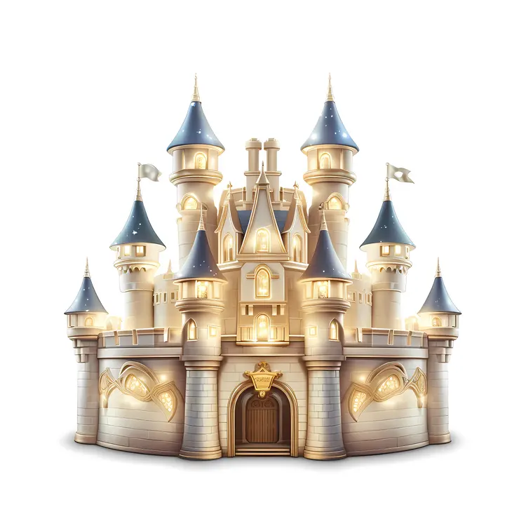Majestic White Castle with Blue Roofs