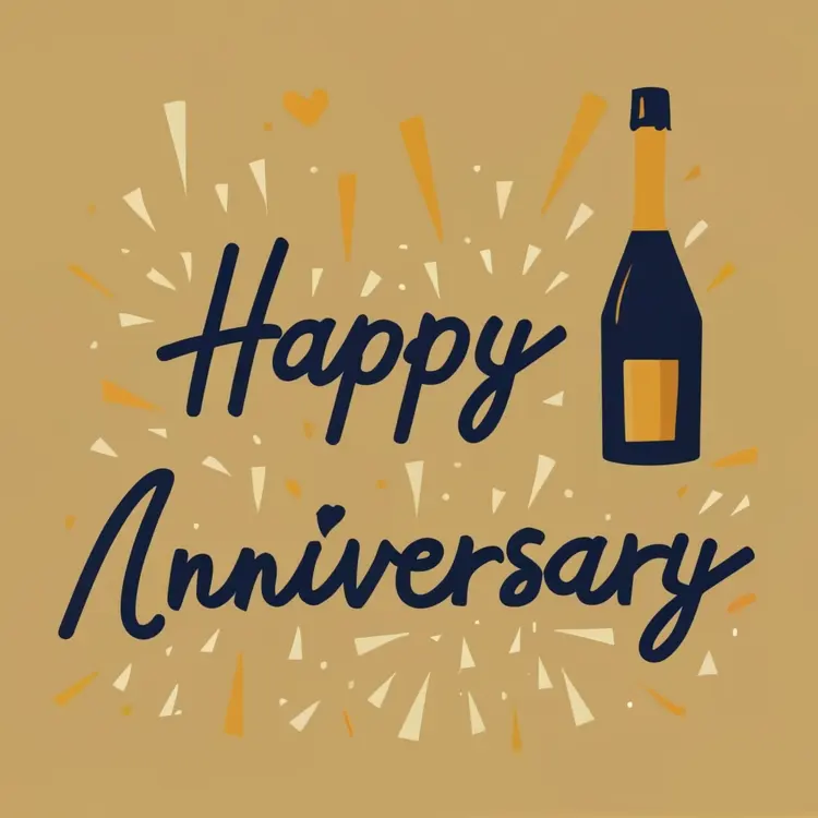 Happy Anniversary with Champagne Bottle