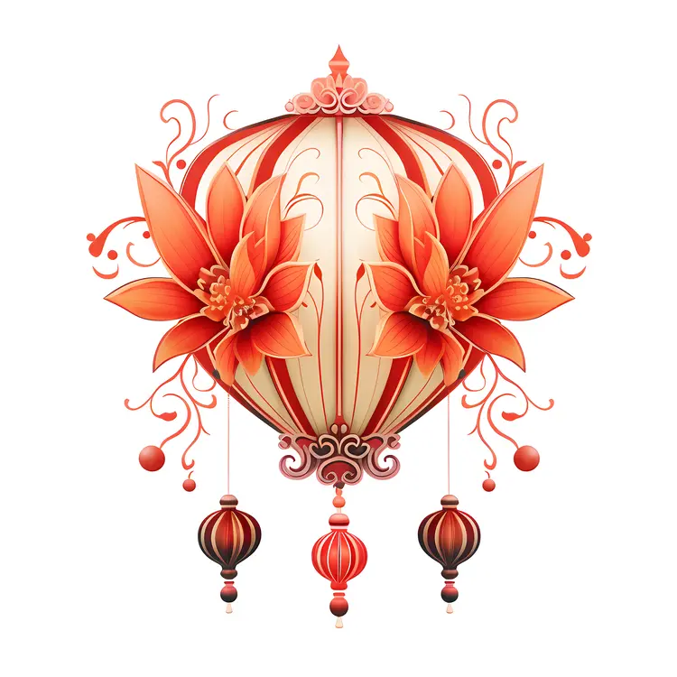 Beautiful Lantern with Floral Decorations for Chinese New Year