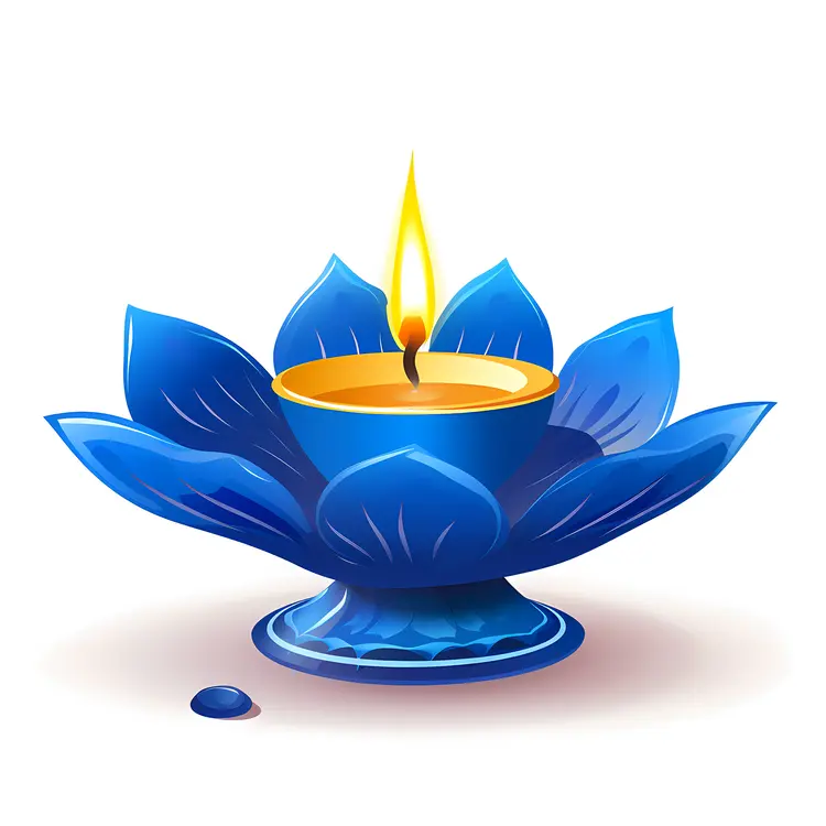 Blue Candle with Flame