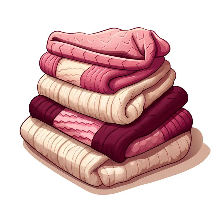Stack of Pink and Beige Sweaters