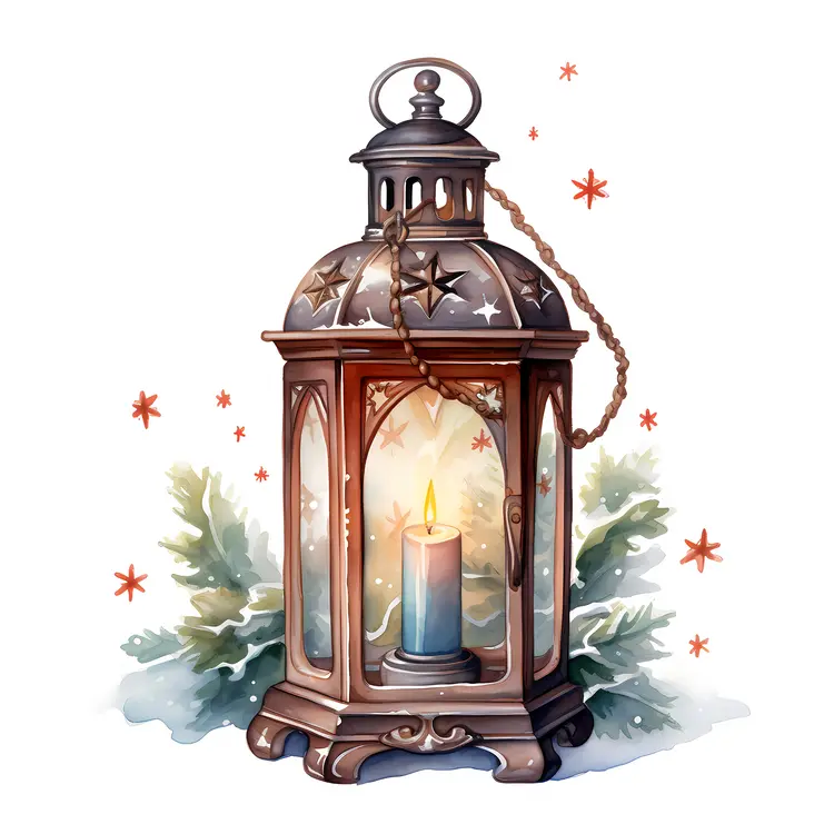 Winter Lantern with Snowflakes