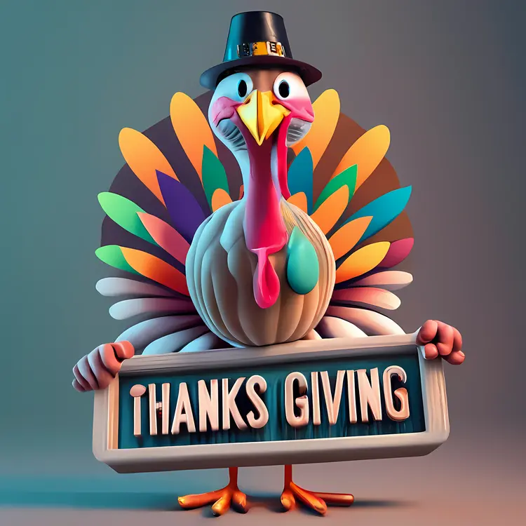 Thanksgiving Turkey Holding Sign
