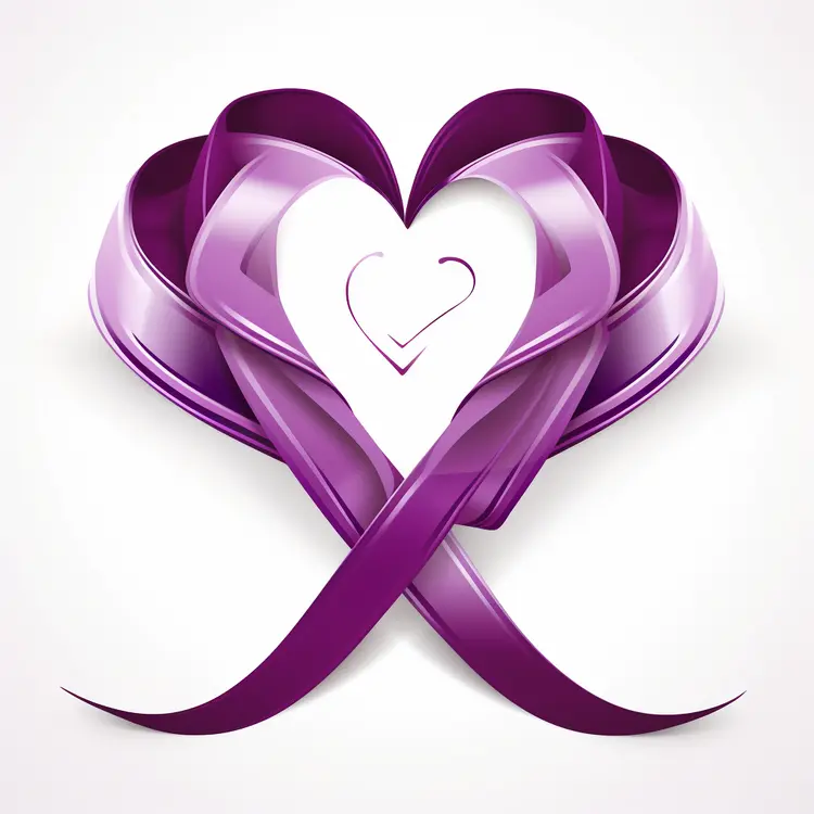 Purple Ribbon Heart for Valentine's Day