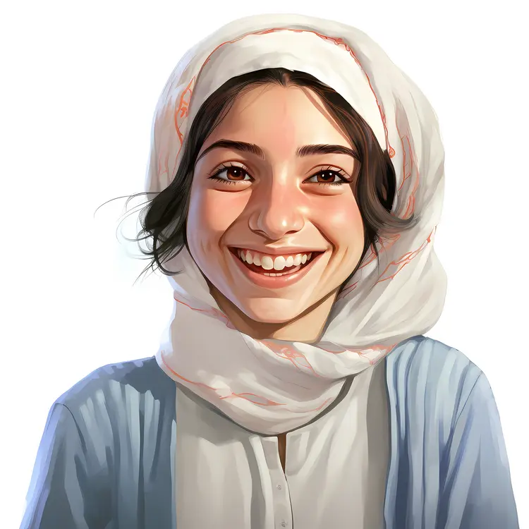 Smiling Girl in Headscarf Portrait