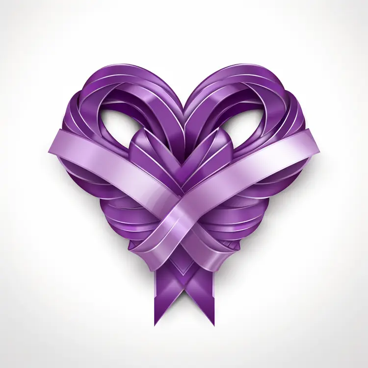 Beautiful Purple Ribbon Heart for Valentine's Day