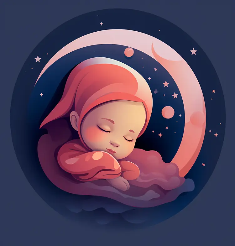 Sleeping Baby Under the Moon