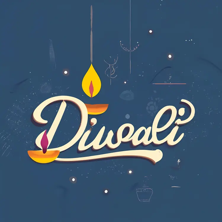 Diwali Lamp with Happy Diwali Text