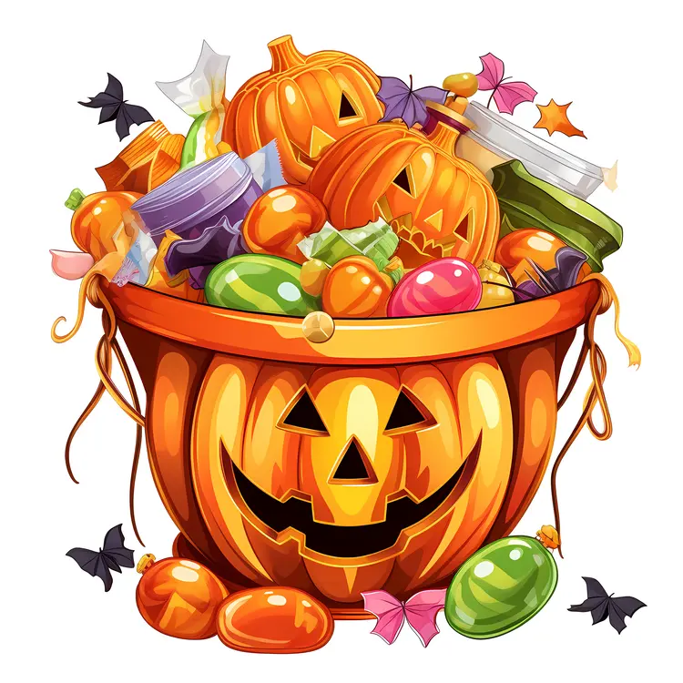 Jack-o'-lantern Filled with Halloween Candy