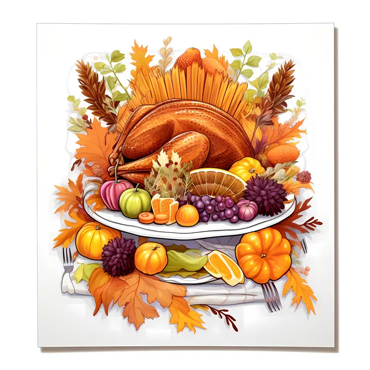 Thanksgiving Roast Turkey with Fruits