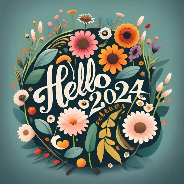 Floral Hello 2024 Greeting