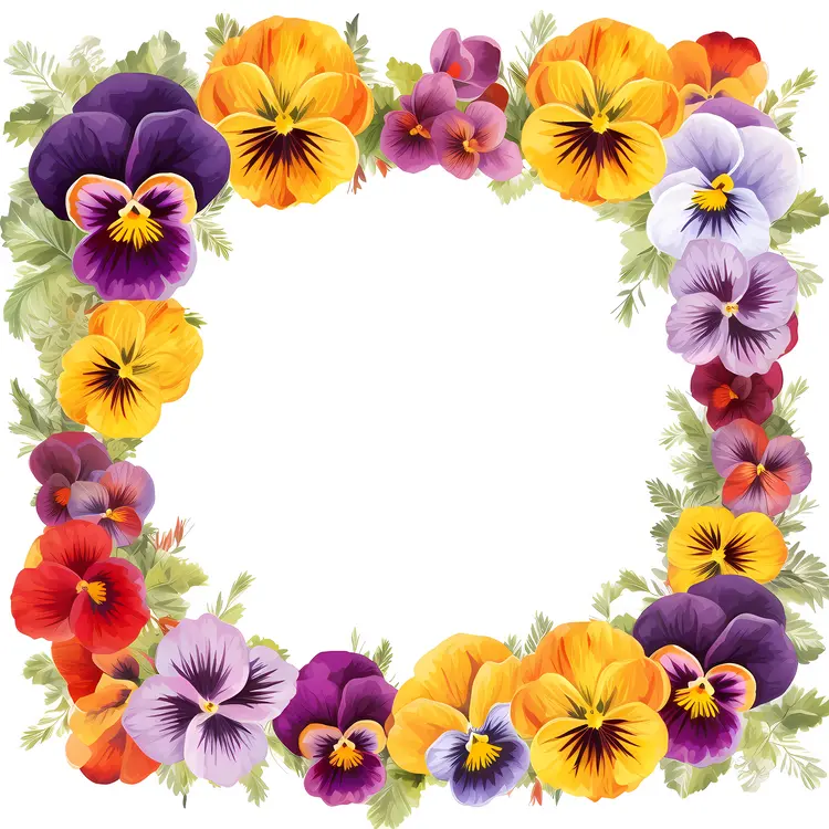 Floral Frame with Pansies
