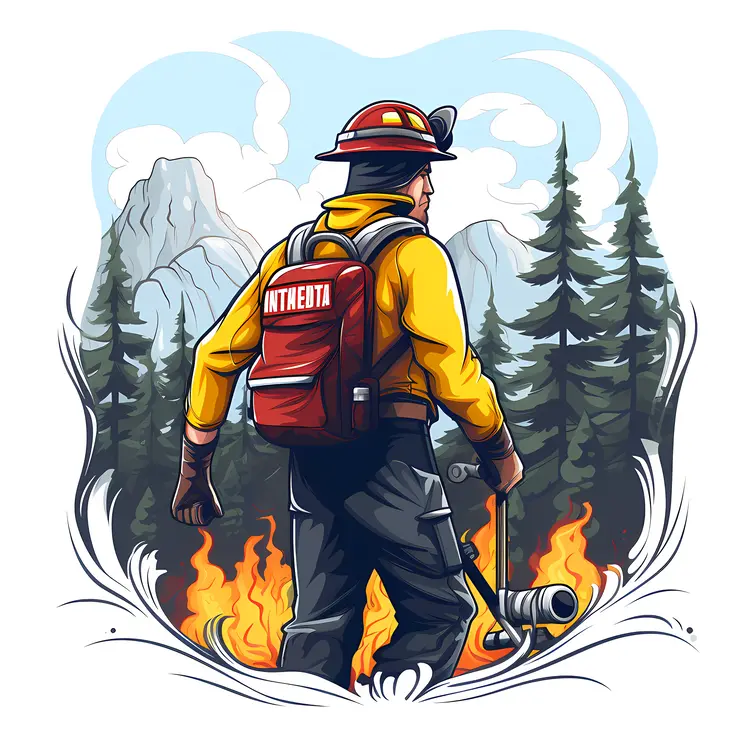 Firefighter Standing in the Forest
