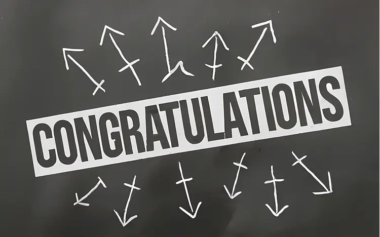 Congratulations with Arrows on Black Background