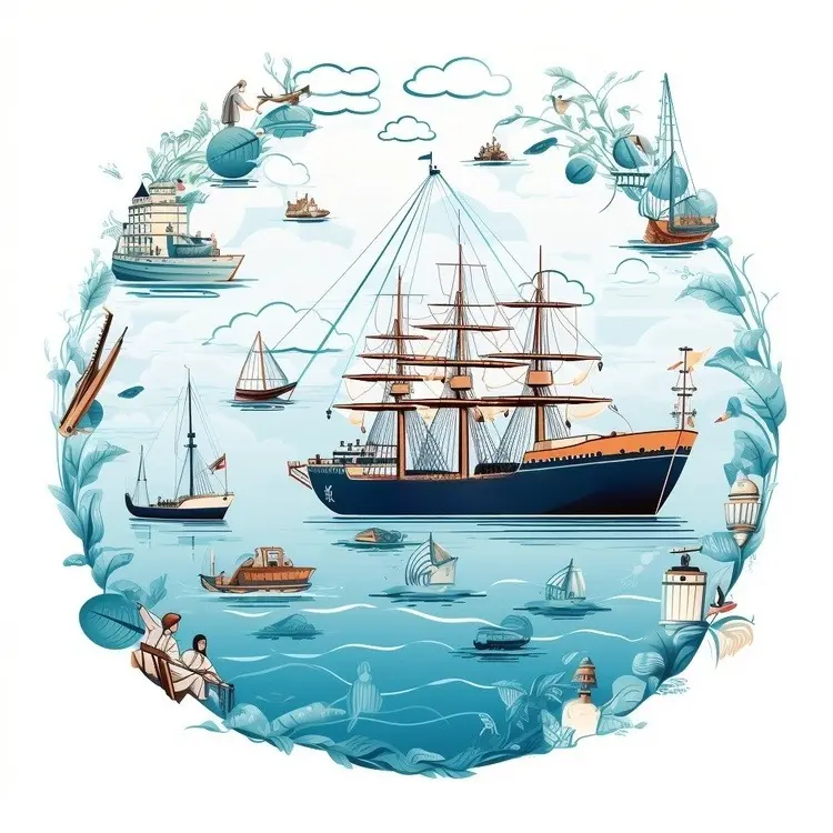 Ship with Boats in the Sea