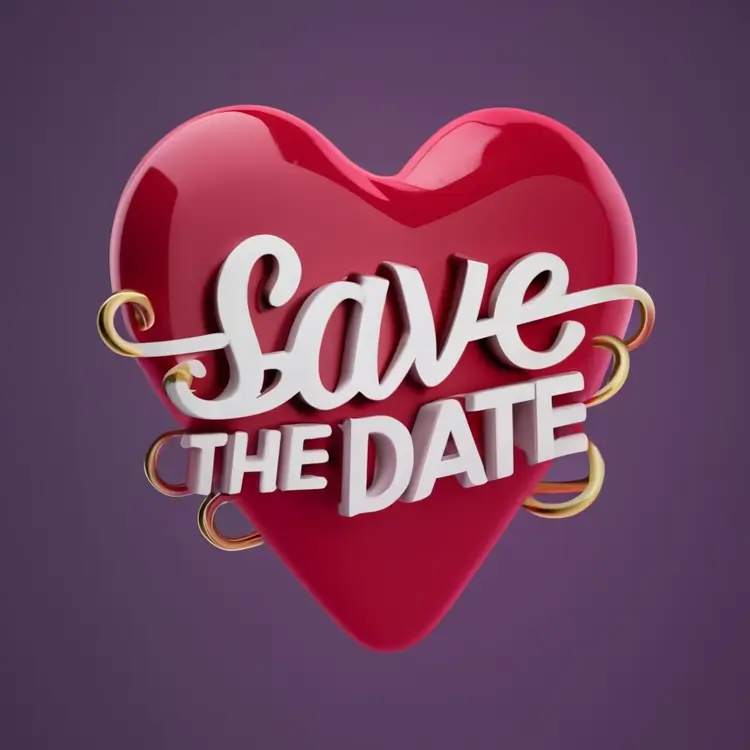 Save the Date with Red Heart