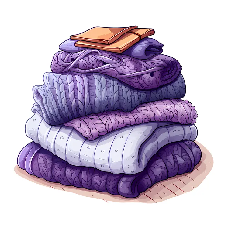 Neatly Folded Stack of Purple Clothes