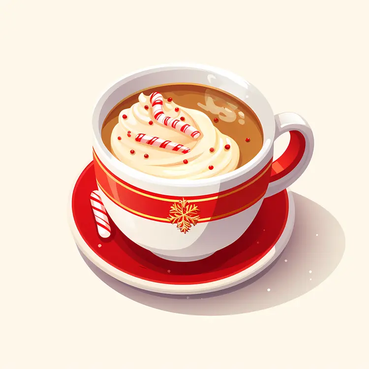 Red Cup with Candy Cane and Whipped Cream