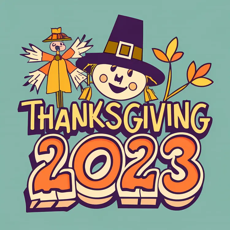 Thanksgiving 2023 with Scarecrow and Leaves