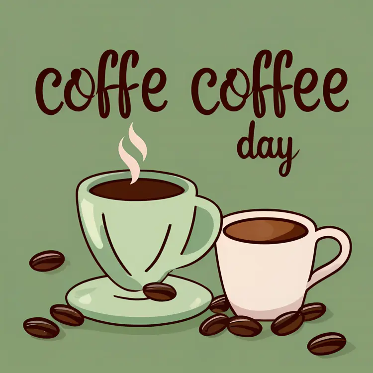 Coffee Day with Coffee Cups and Beans