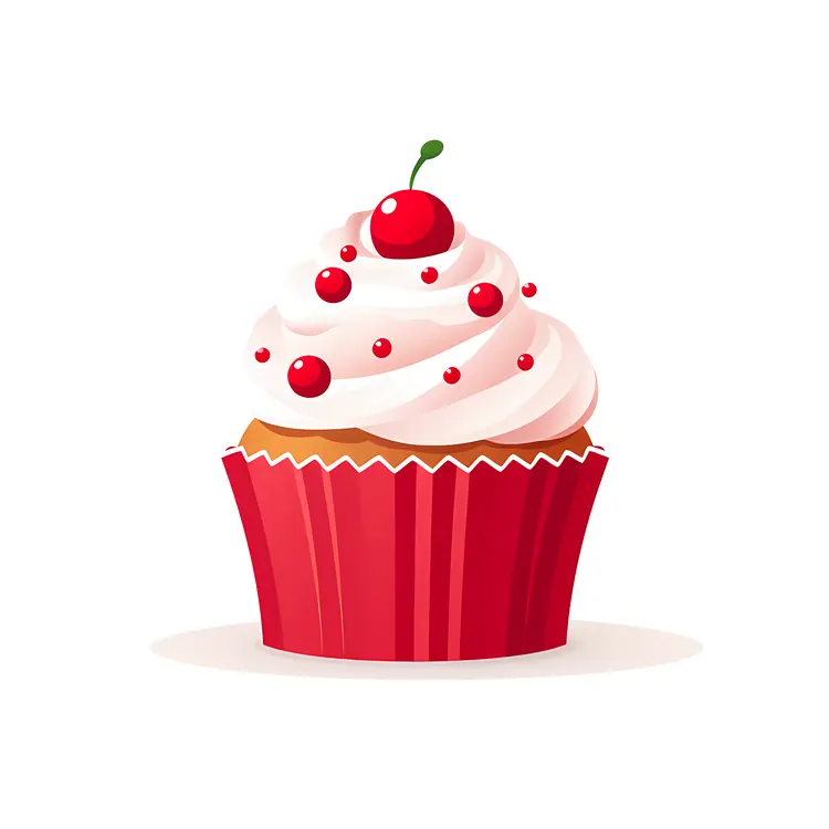 Red Cupcake with Cherry