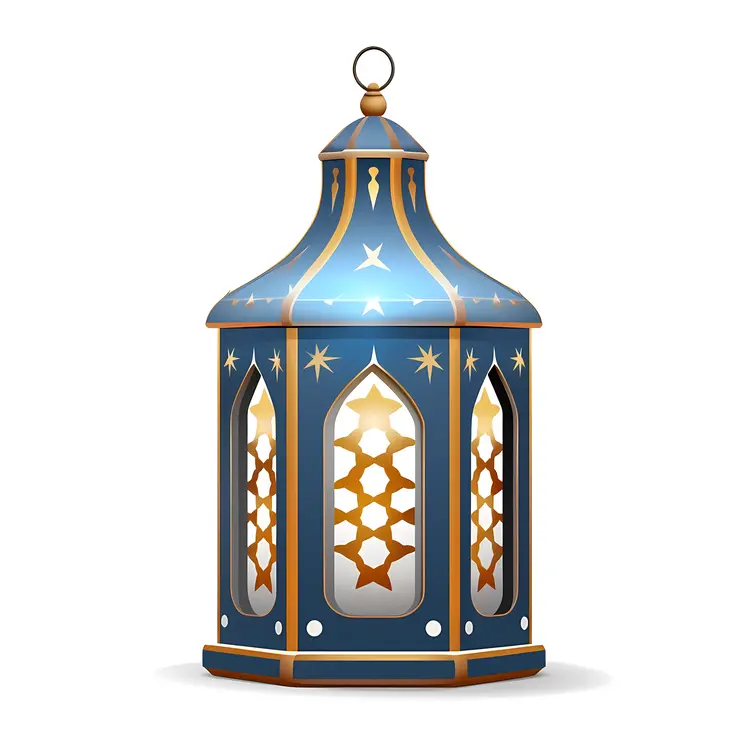 Blue Lantern with Star and Geometric Patterns