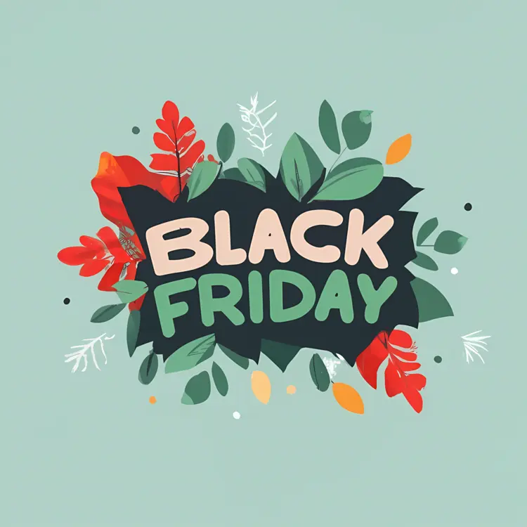Black Friday Floral Design with Leaves