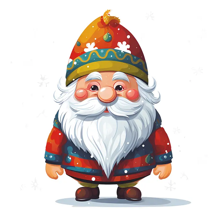 Cute Gnome with Red and Green Hat