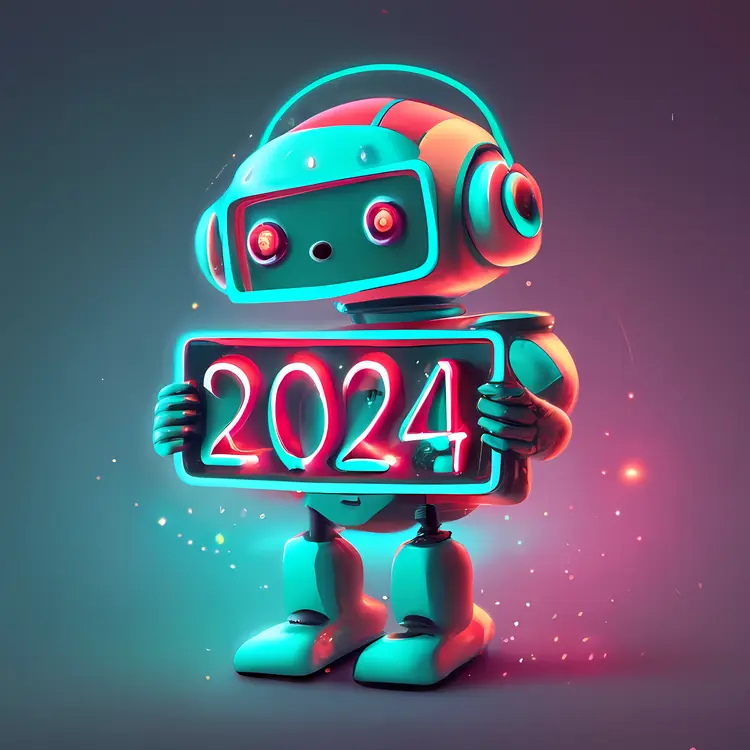 Robot Holding 2024 Sign