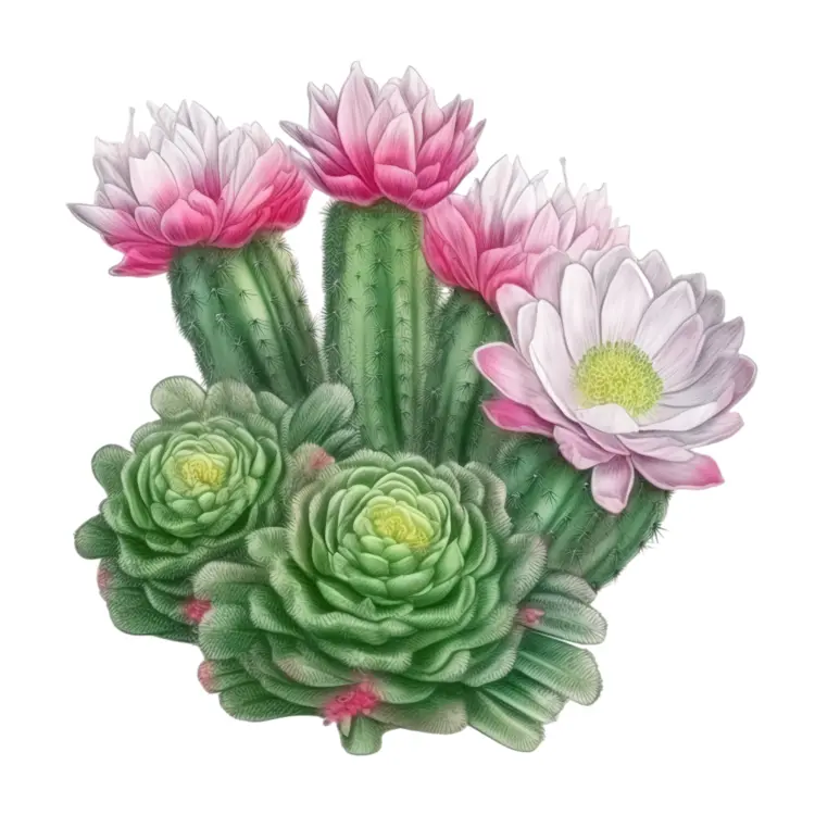Cactus with Pink and White Flowers