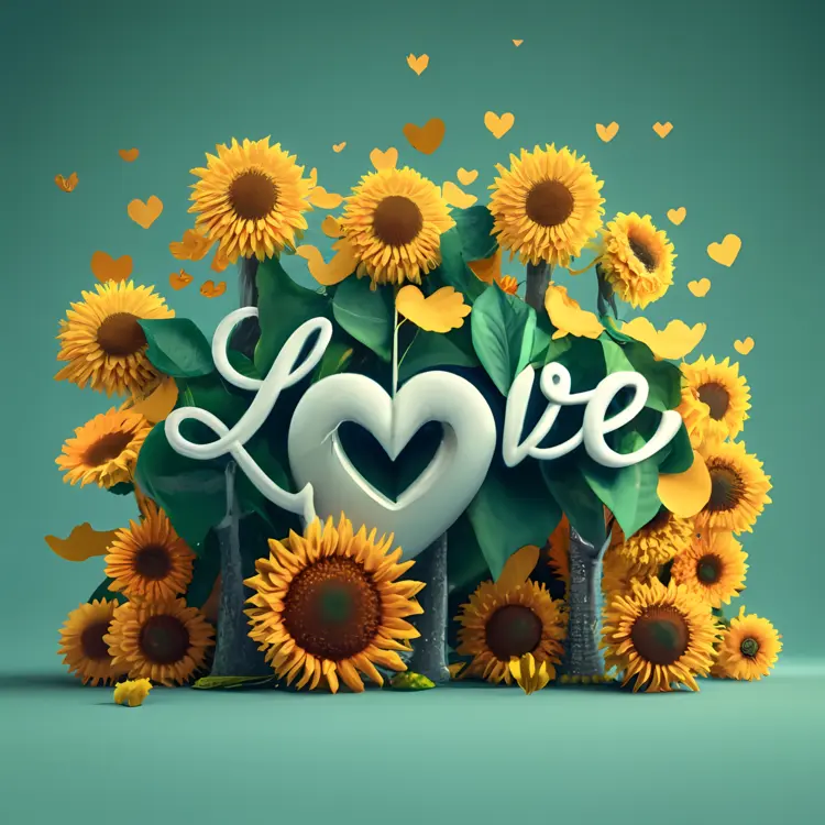 Sunflowers with Love Sign