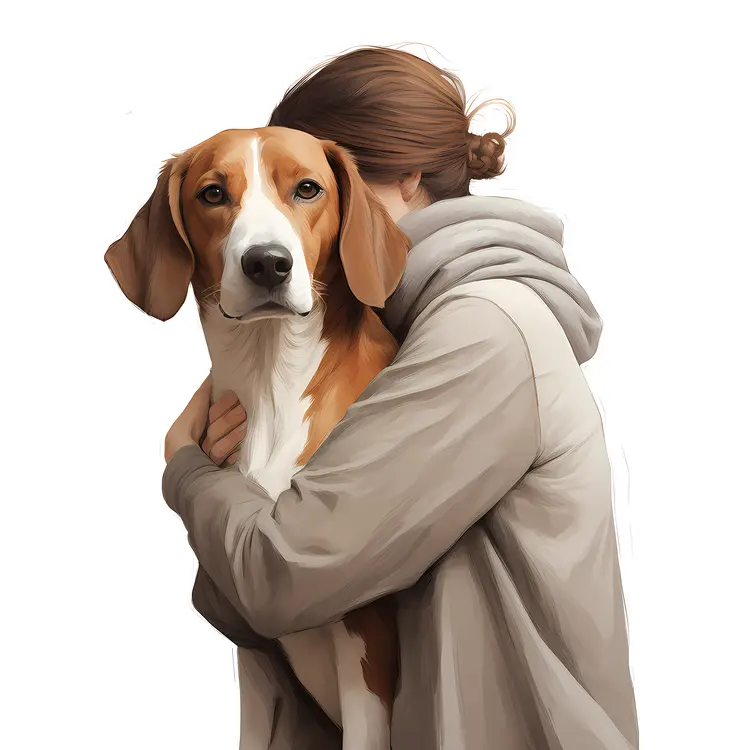 Person hugging their dog closely