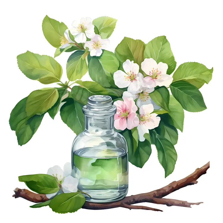 Bottle with White Blossoms