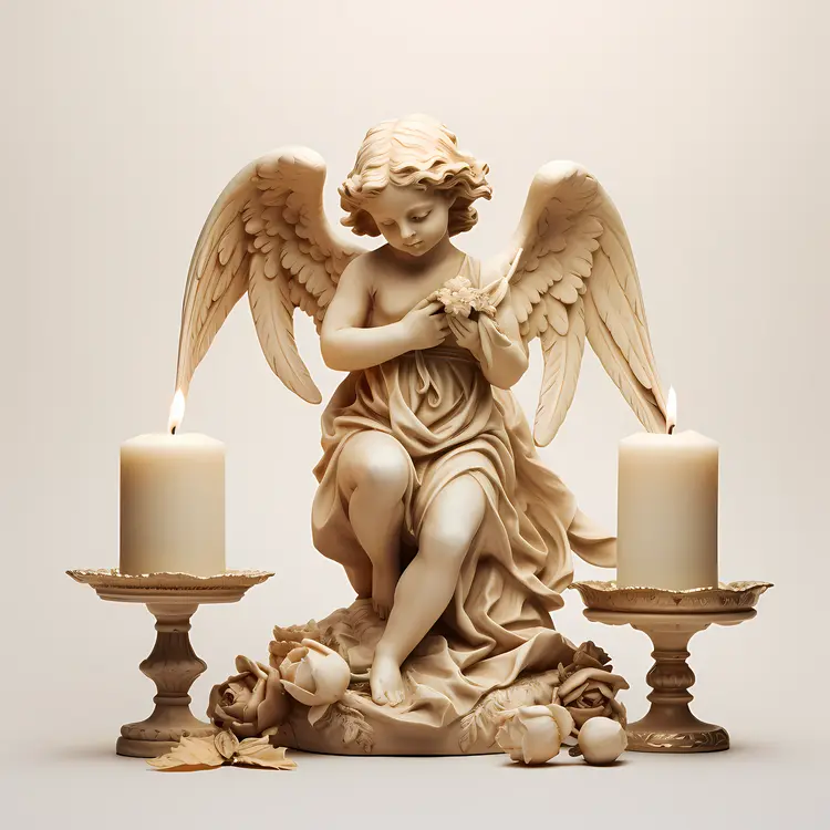 Child Angel Statue with Candles
