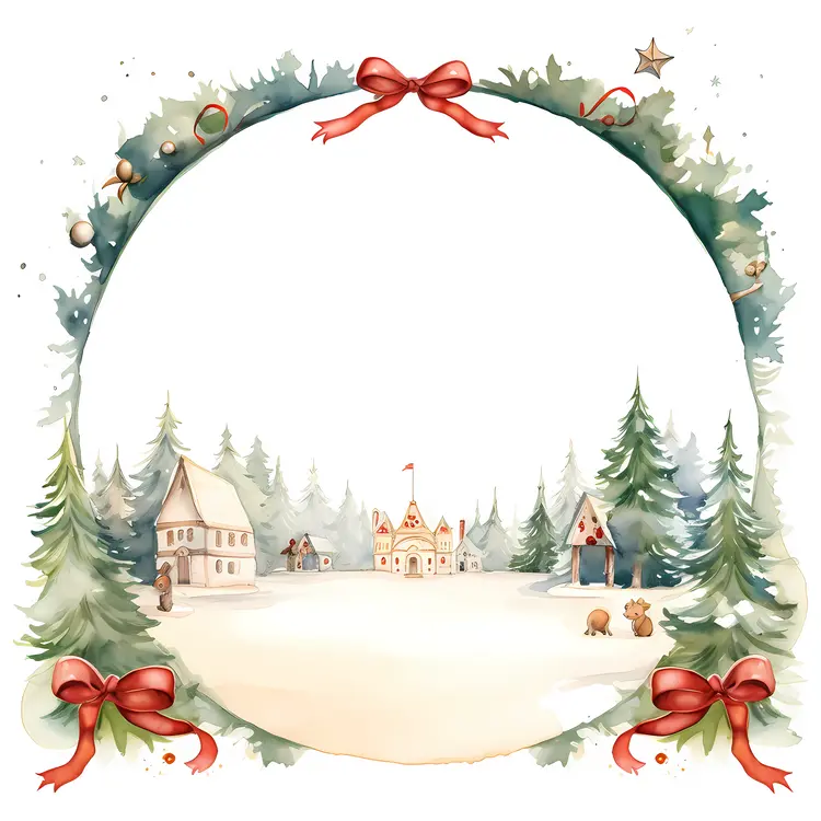 Winter Village with Festive Frame