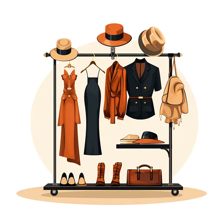 Stylish Clothing Rack with Hats and Shoes