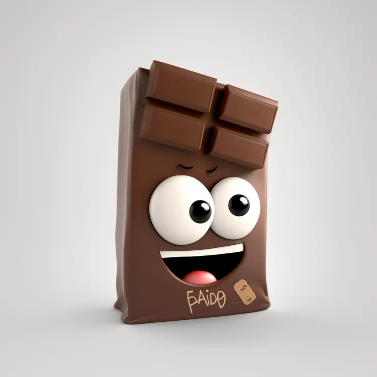 Cute Animated Chocolate Bar with Big Eyes