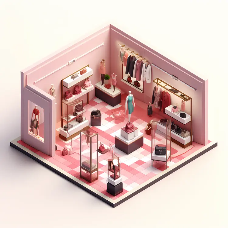 Modern Fashion Store with Mannequins and Bags
