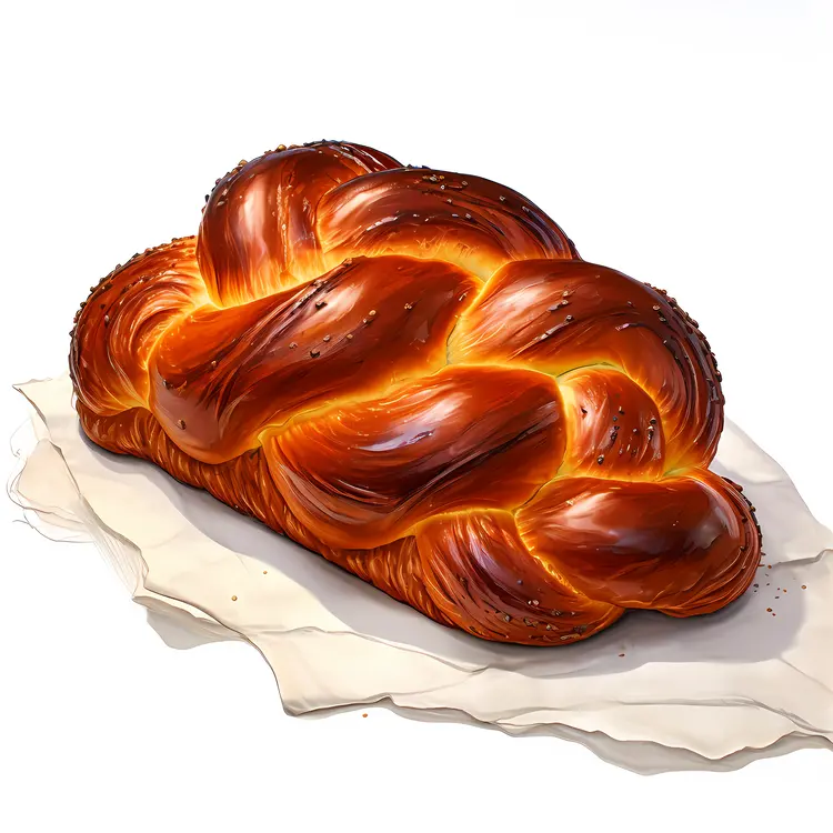 Golden Braided Bread on Paper
