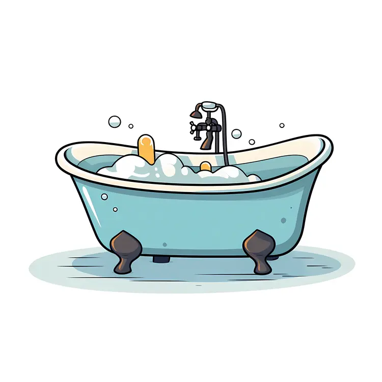 Simple Bathtub with Bubbles Illustration