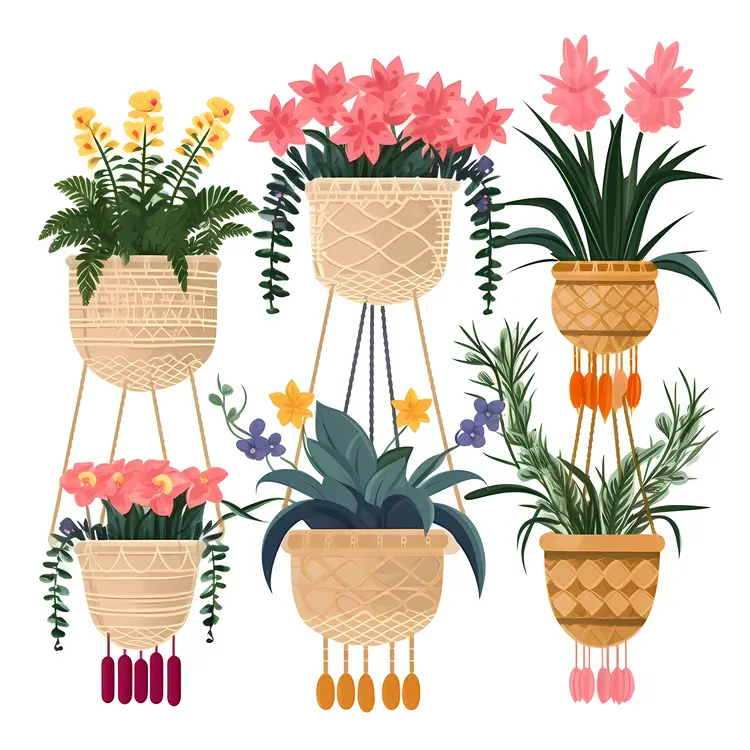 Beautiful Hanging Planters with Colorful Flowers