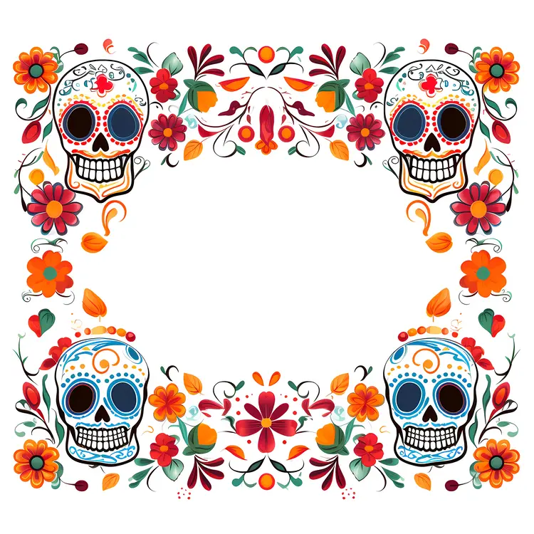 Festive Sugar Skull with Floral Design