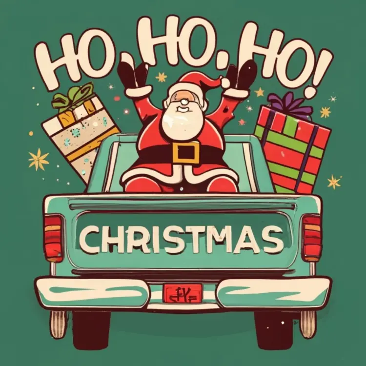 Santa Claus on a Truck with Christmas Gifts