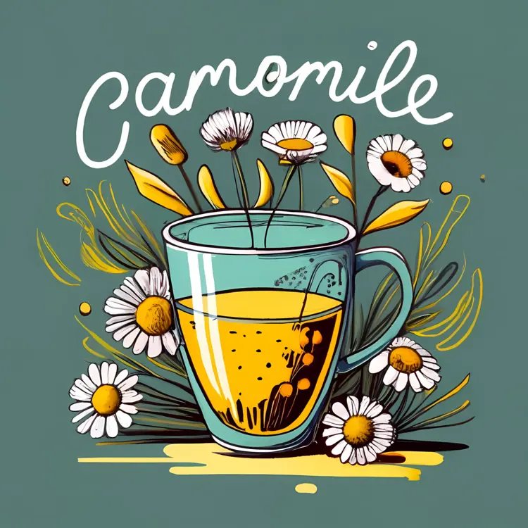 Chamomile Tea with Flowers in a Cup