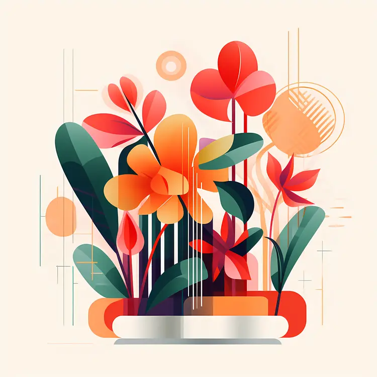 Abstract Colorful Plants Illustration