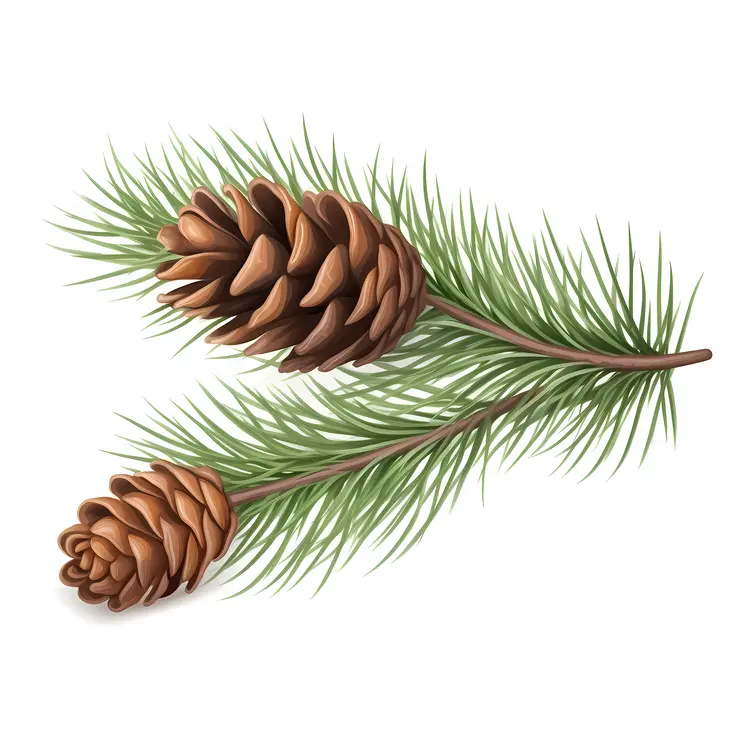 Pine Cones with Pine Needles Illustration